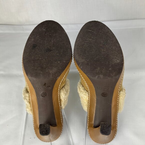 Coach Kacie Shearling Platform Mules | Tan Suede sz 7B Excellent condition - Picture 11 of 14